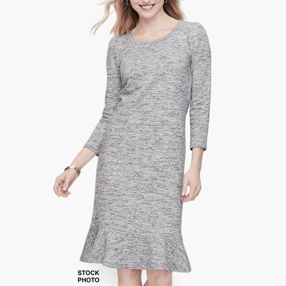 Talbots Terry Flounce Hem Shift Dress Sz Large Gray Cotton Blend NWT Casual Chic - Picture 1 of 9